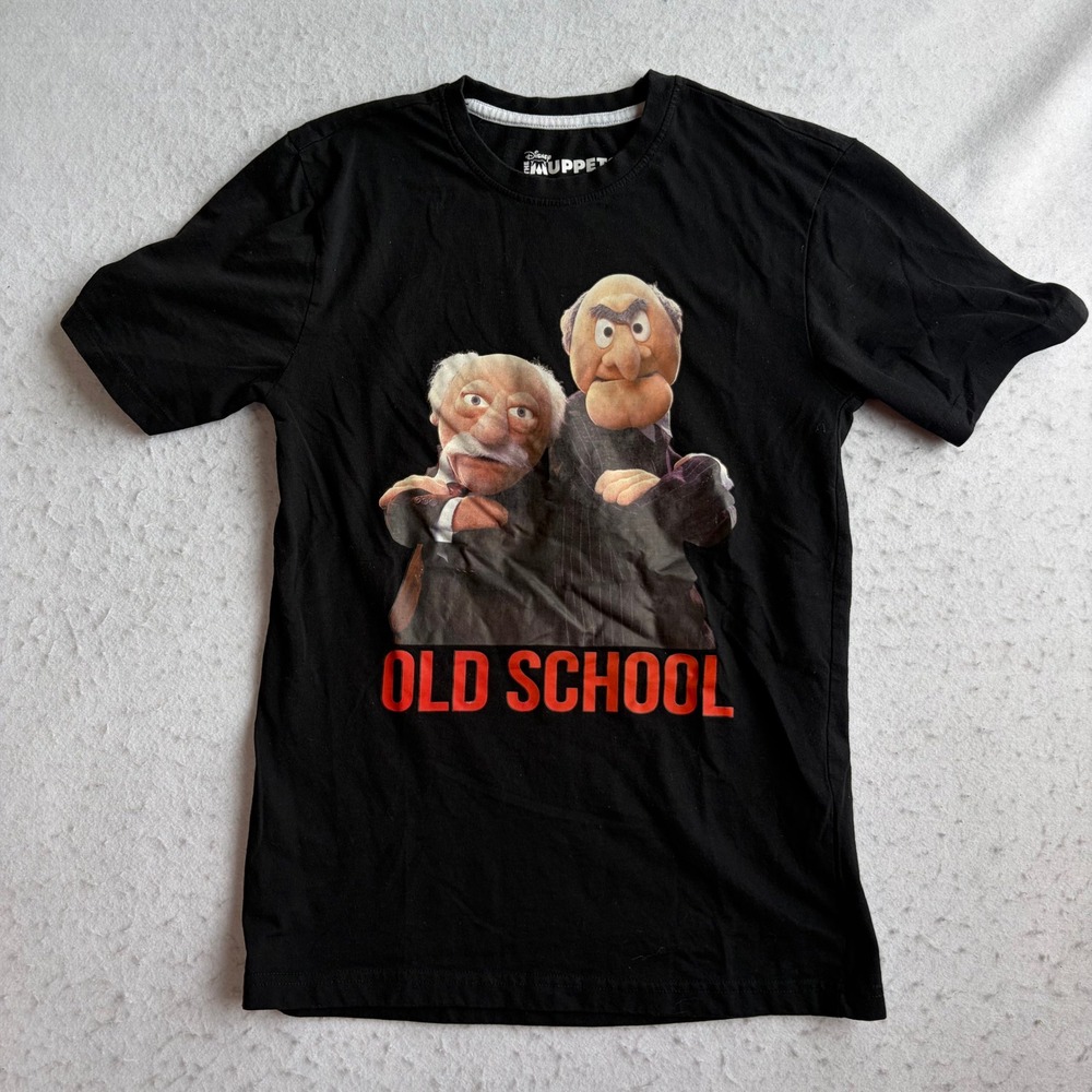 Disney The Muppets Graphic T-Shirt Mens Small Black Old School Statler Waldorf